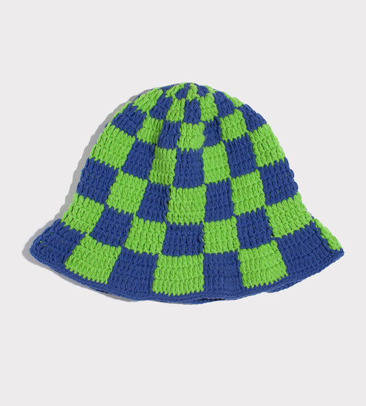 Navy and Green Checkered Bucket Hat