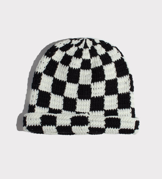 Black and White Checkered Beanie