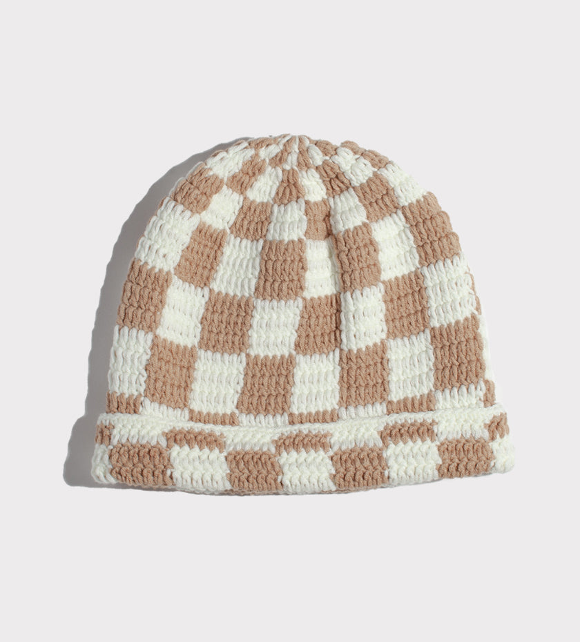 Cafe Con Leche Checkered Beanie