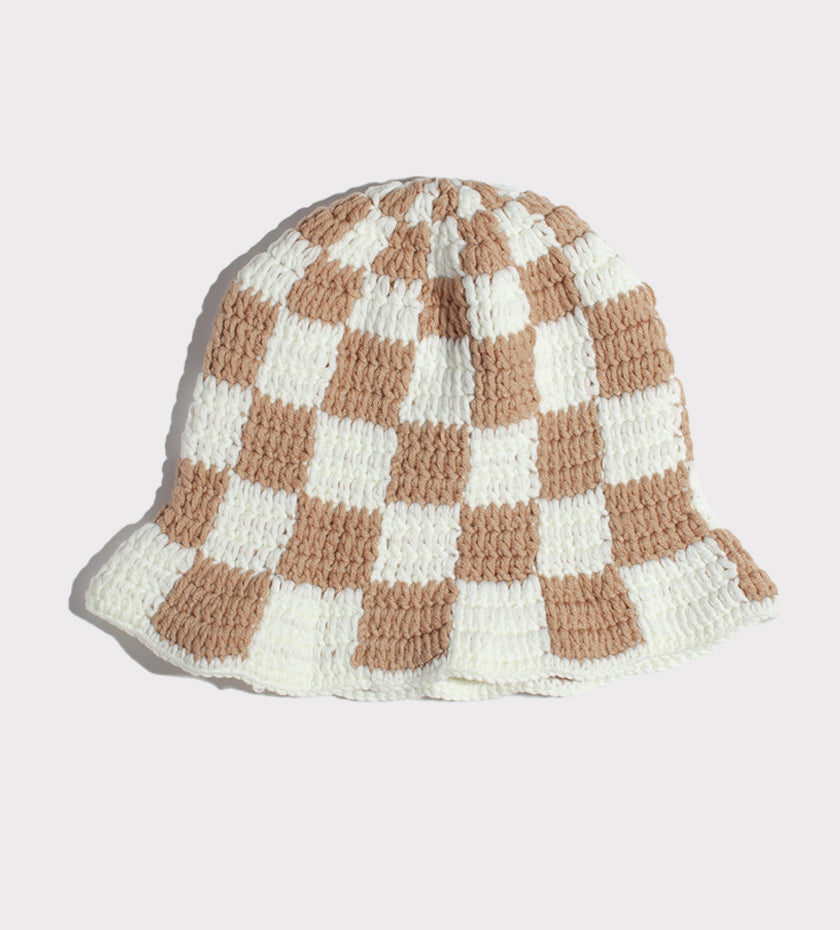 Café con Leche Checkered Bucket Hat