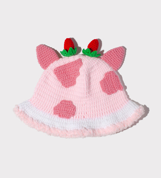 Strawberries & Cream Cow Bucket Hat