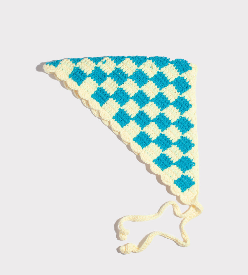 Yellow and Turquoise Checkered Bandana