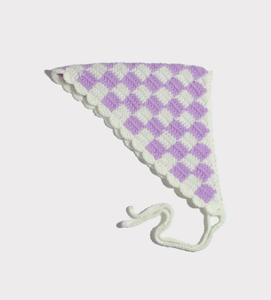 Lavender and Cream Checkered Bandana