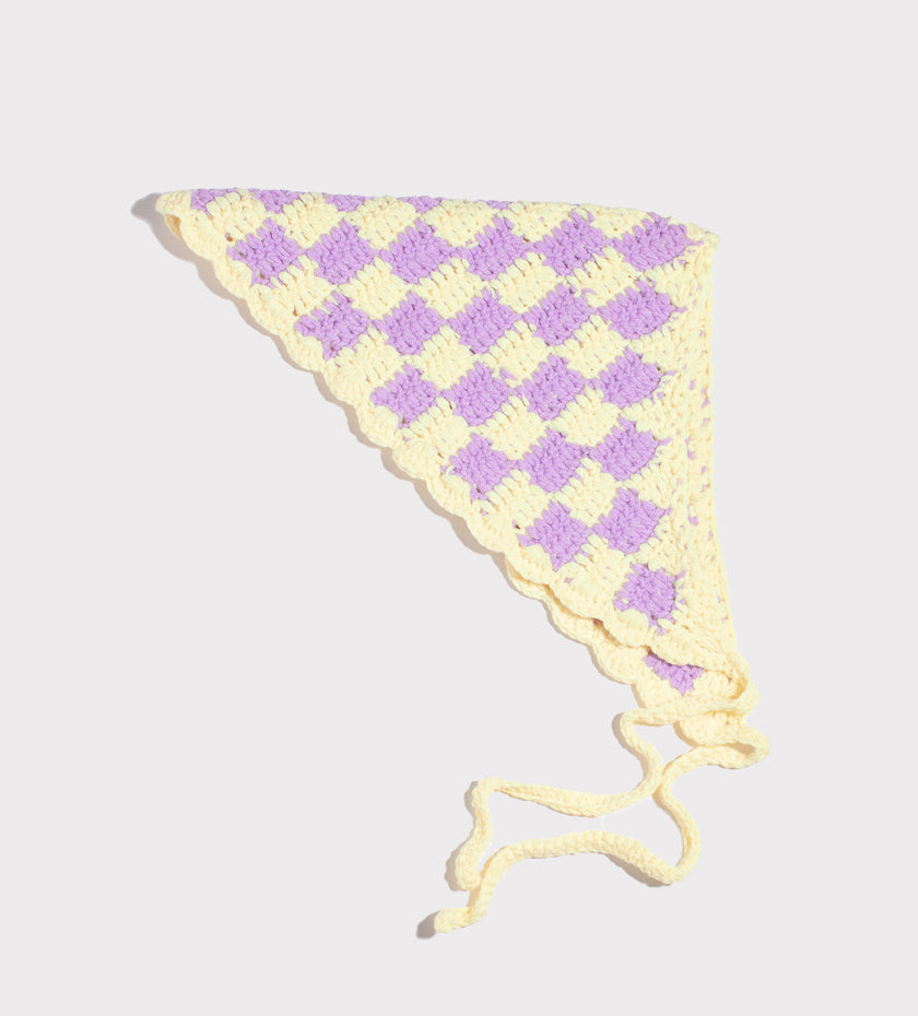 Lavender and Pale Yellow Checkered Bandana